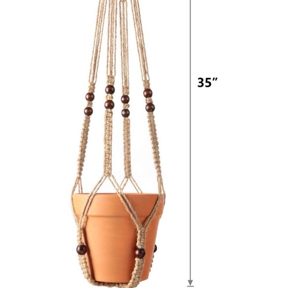 NEW Boho Macrame Plant Hanger Jute Rope with Beads - Picture 4 of 5